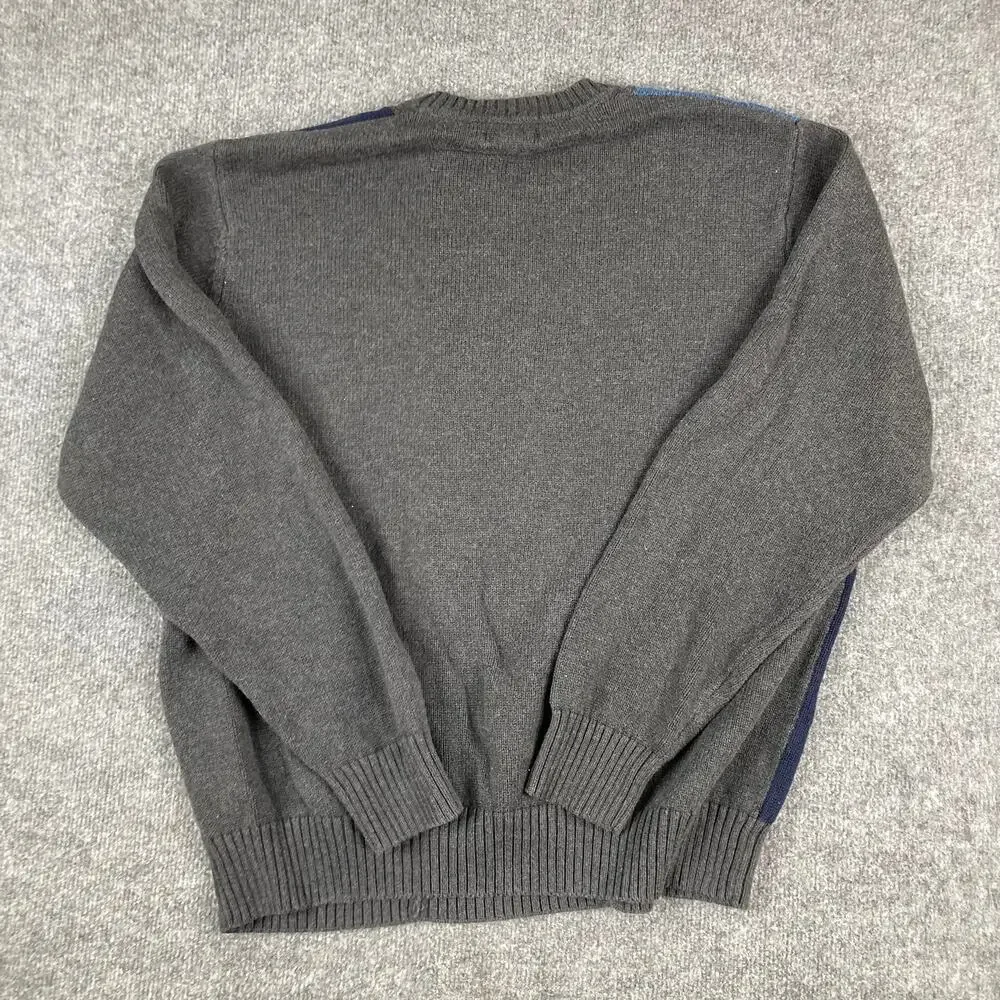 Dockers Sweater Mens XL Blue Gray Colorblock Crewneck Cotton‎ Knit Pullover
